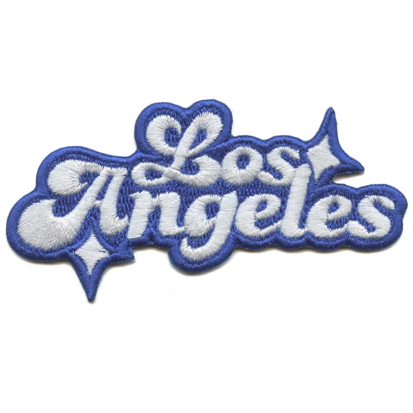 Los Angeles Sparkle Script Patch White/Blue Baseball Sports Embroidered Iron On