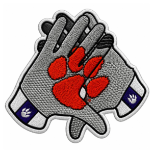 Clemson Tigers Paw Print Football Gloves Embroidered Patch