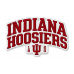 Indiana Hoosiers embroidered patch with red lettering, white background, IU monogram and 1820 detail
