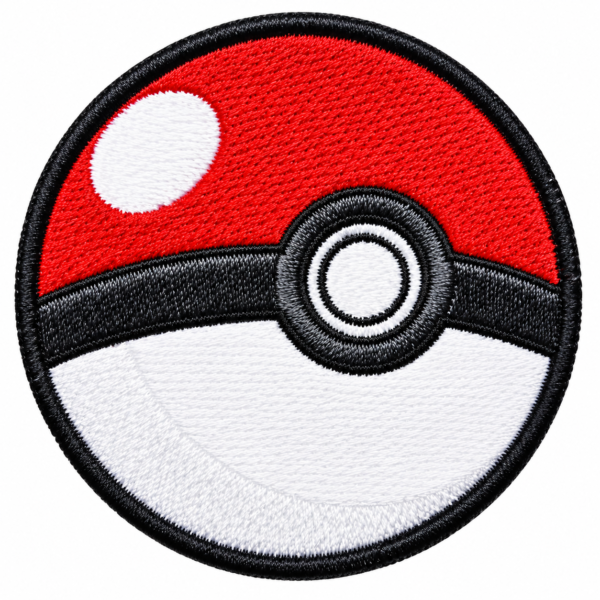 red white embroidered patch