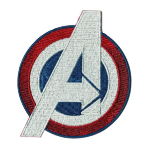 Red white blue shield embroidered patch with bold emblem design for jackets and apparel