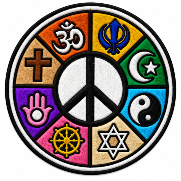 interfaith peace embroidered patch