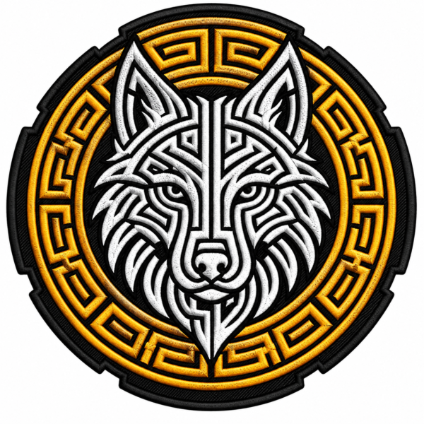 Tribal Wolf Head Embroidered Patch