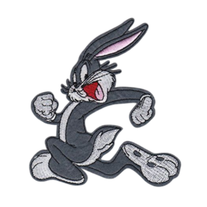 running rabbit embroidered patch