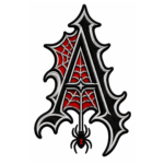 Gothic Letters Spiderweb Embroidered Patch
