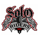 Black red and silver skull riders MC embroidered patch with motorcycle wheel and wing design for biker jackets