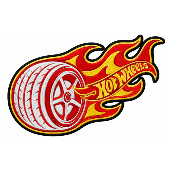 Flame racing embroidered patch