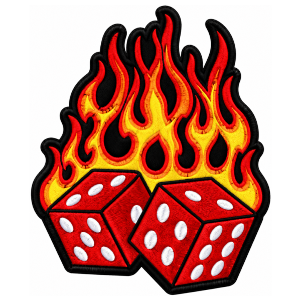 Flaming Dice Embroidered Patch
