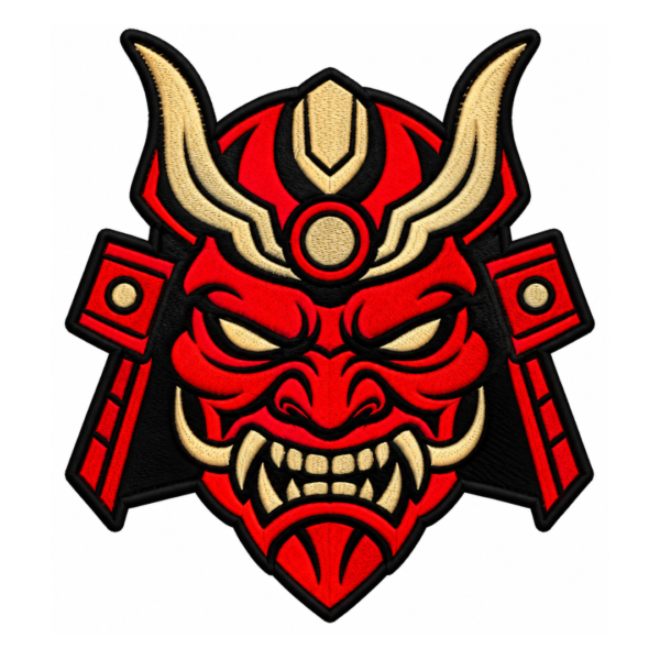 Samurai Demon Mask Embroidered Patch