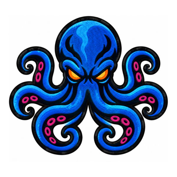 Blue Octopus Embroidered Patch