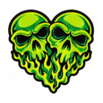 Neon Skull Flames Embroidered Patch