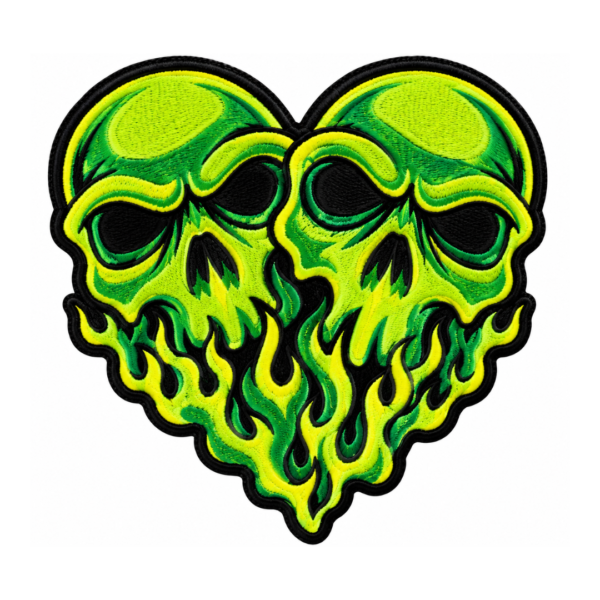 Neon Skull Flames Embroidered Patch