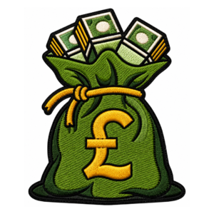Money bag embroidered patch