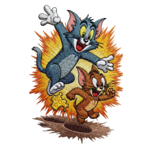 Cat and mouse embroidered patch