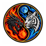 Dragon Tiger Yin Yang Embroidered Patch