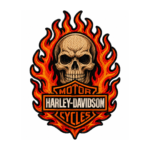 Harley Davidson Flaming Skull Embroidered Patch
