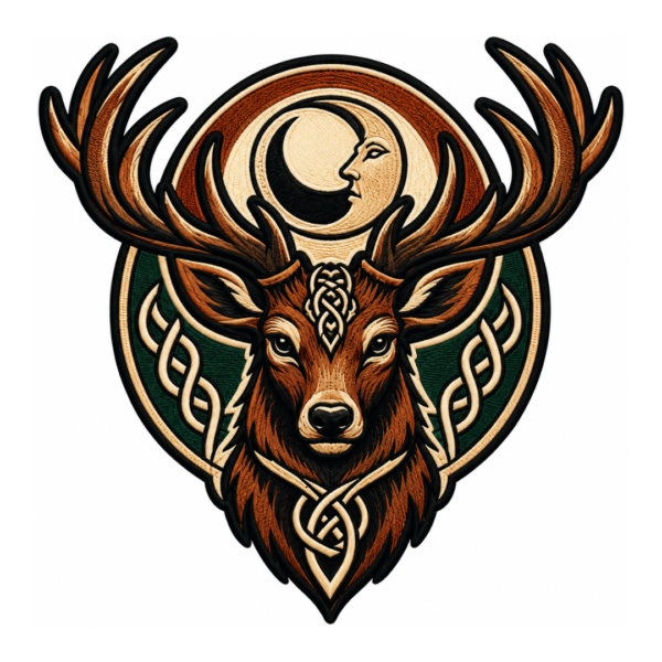 Celtic Stag Moon Embroidered Patch