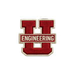 Engineering H embroidered patch with red block letter, cream Engineering banner and stitched cream border