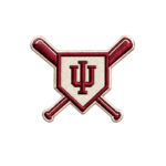 IU baseball embroidered patch with red monogram, cream home plate and crossed baseball bats
