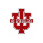 Go Big Red IU embroidered patch with large red monogram, bold center lettering and clean white stitched outline