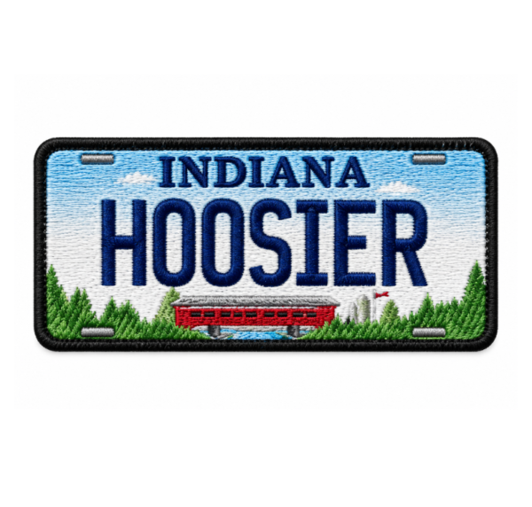 Indiana Hoosier License Plate Embroidered Patch