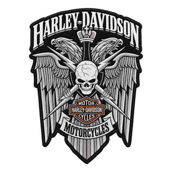 Harley Davidson Skull Wings Embroidered Patch