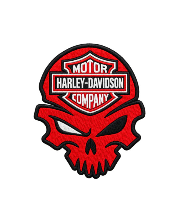 Harley Davidson Red Skull Embroidered Patch