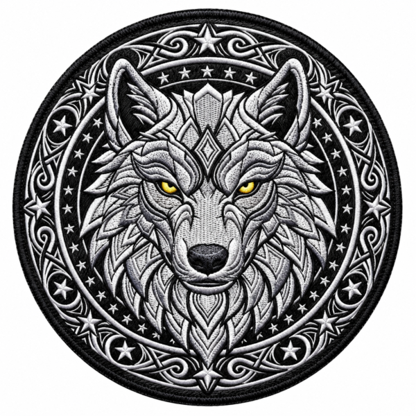 Tribal Wolf Head Embroidered Patch