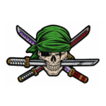 Samurai Skull Crossed Swords Embroidered Patch