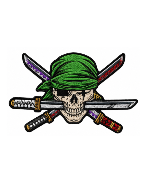 Samurai Skull Crossed Swords Embroidered Patch