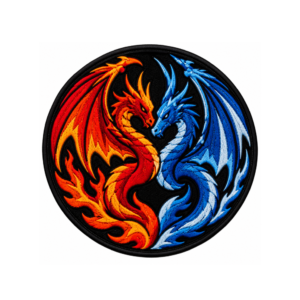 Fire and Ice Dragon Embroidered Patch