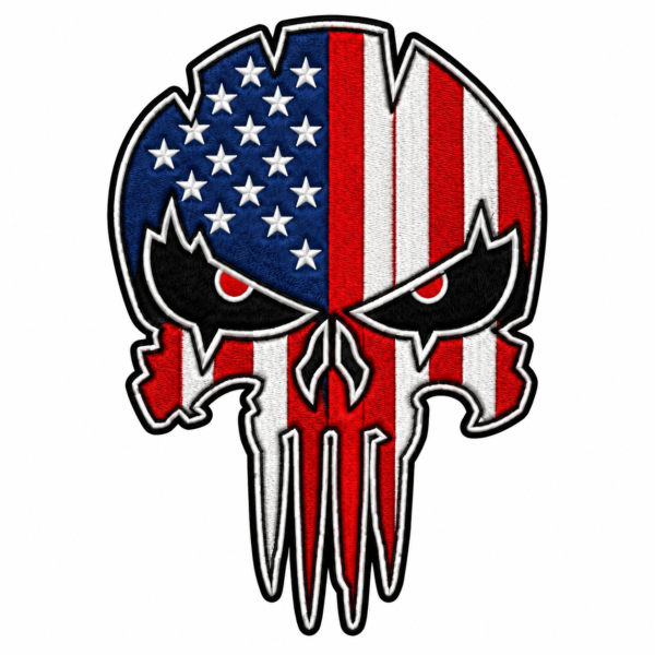 American Skull Flag Embroidered Patch