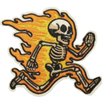 Flaming Running Skeleton Embroidered Patch