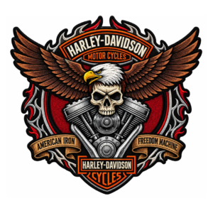Eagle Skull Motorcycle Embroidered Patch