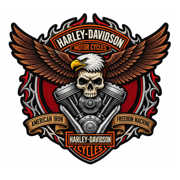 Eagle Skull Motorcycle Embroidered Patch