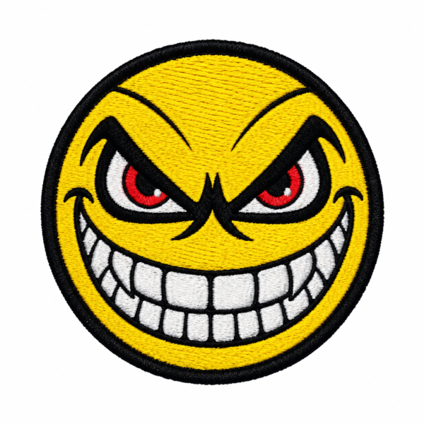 Evil Smiley Face Embroidered Patch