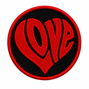 Love heart embroidered patch