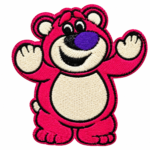 pink teddy bear embroidered patch