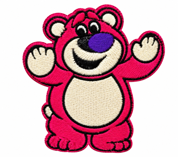 pink teddy bear embroidered patch