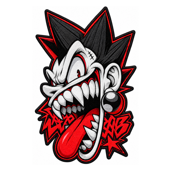 Crazy Punk Cartoon Face Embroidered Patch
