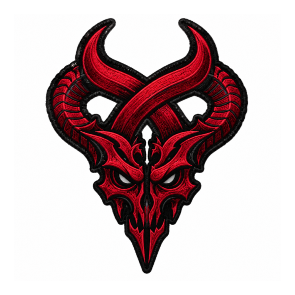 Red Demon Skull Embroidered Patch