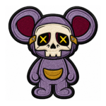 Purple Skull Bear Embroidered Patch