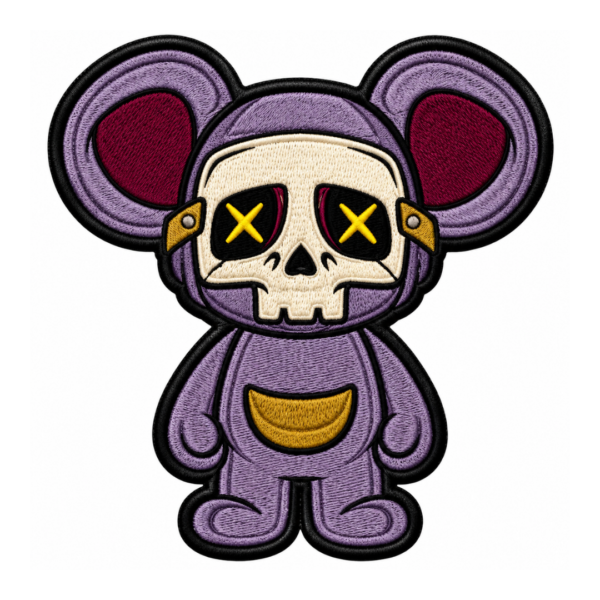 Purple Skull Bear Embroidered Patch