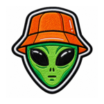 Green Alien Orange Bucket Hat Embroidered Patch