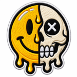 Melting Smiley Skull Embroidered Patch