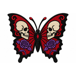 Gothic Skull Butterfly Embroidered Patch