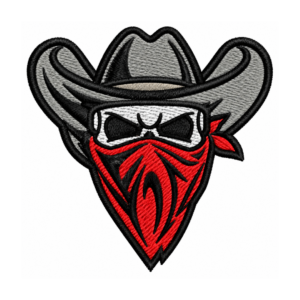 Outlaw Cowboy Skull Embroidered Patch