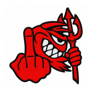 Red Devil Middle Finger Embroidered Patch