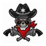 Outlaw Cowboy Skull Embroidered Patch
