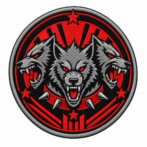 Three Headed Wolf Embroidered Patch